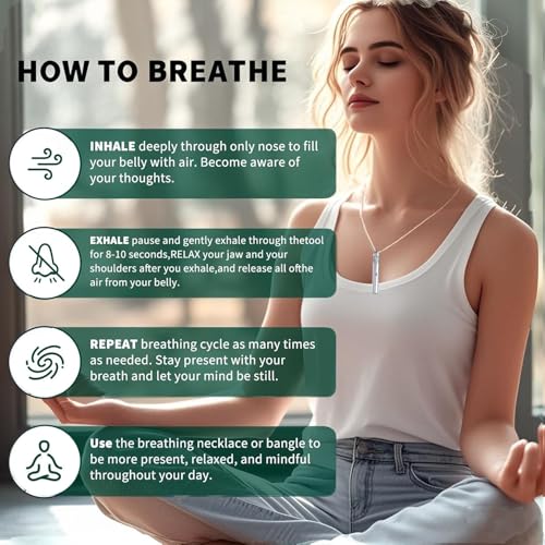 Stainless Steel Mindfulness Breathing Necklace for Anxiety Original Upgrades Breathlink with Essential Oil Diffuser Multifunctional Jewelry
