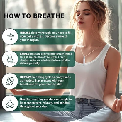 Stainless Steel Mindfulness Breathing Necklace for Anxiety Original Upgrades Breathlink with Essential Oil Diffuser Multifunctional Jewelry