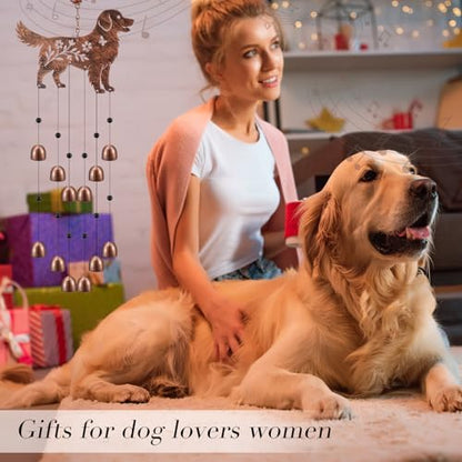 Cinnvoice 24 Inch Metal Wind Chimes for Outside Decor with S Hook, Birthday Gift for Women Men Bronze Memorial Gift with 12 Bell for Patio Garden Yard Lawn Front Yard Housewarming(Golden Retriever) - style: Golden Retriever