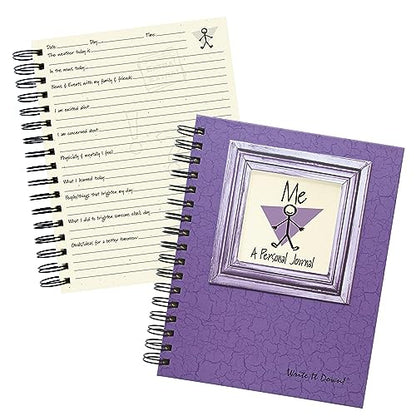 Write it Down series by Journals Unlimited, Guided Journal, Me, A Personal Journal, Full-size 7.5"x 9", Purple Hard Cover, Made in USA