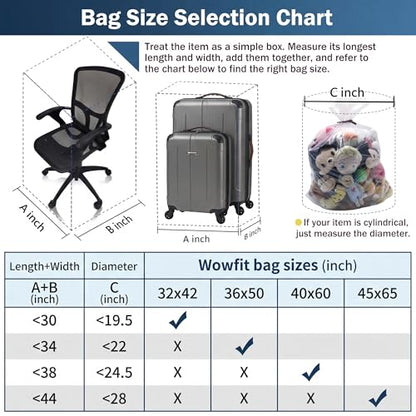 Wowfit 5 CT 40x60 inches Extra Large Clear Plastic Bags Perfect for Car Seat, Luggage, Suitcase, Stroller, Chair, Kids Bike and Attic Storage (2 Mil Flat Bags) - size: 40"x60"