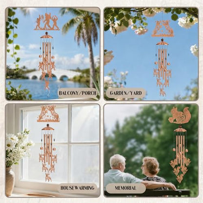Squirrel Gifts Wind Chimes - Metal Hanging Windchime Outdoor Decoration for Garden Backyard Indoor Balcony Waterproof Christmas New Year Birthday Gift for Animal Lover Women Mom Grandma