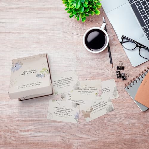 MESMOS 52 Mindfulness Cards with Action Plans. Relaxation Stress Relief Gifts for Women, Positive Affirmation Cards, Anxiety Relief Items, Meditation Self Care Kit, Relaxing Spiritual Gifts for Women - color: Watercolor (Small 3" x 2" cards)