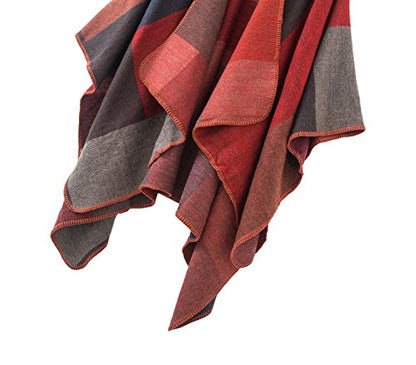Urban CoCo Women's Color Block Shawl Wrap Open Front Poncho Cape - color: Series 1-red