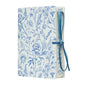 PU Leather Hardcover Notebook – Blue Botanical Floral Cover with Printed Edge Design, 380 Lined Pages, Tie Closure, 8.5" × 6" Writing Journal