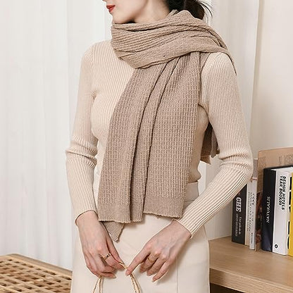 Shawl Wraps Women Fashion Knitted Shawls and Wraps Cardigan Cape Crochet Winter Shoulder Top Sweater Shawl Scarf - color: A Khaki