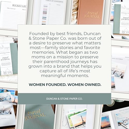 DUNCAN & STONE PAPER CO. Travel Journals - Elegant Journaling Notebook To Record All Your Travel Adventures Up To 15 Trips (Sage Green,110 Page) - color: Sage Green