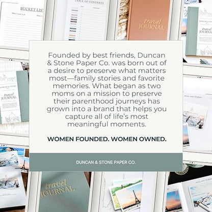 DUNCAN & STONE PAPER CO. Travel Journals - Elegant Journaling Notebook To Record All Your Travel Adventures Up To 15 Trips (Sage Green,110 Page) - color: Sage Green