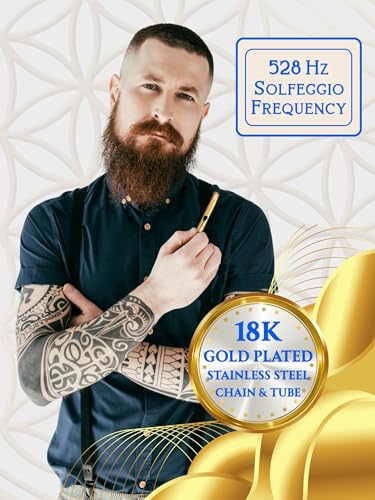 Breathing Necklace for Anxiety & Stress Relief, Meditation, Breathwork, Inner Calm, Focus & Mindfulness (18k Gold PVD) 528Hz Sound Healing Whistle + Self Care Journal eBook