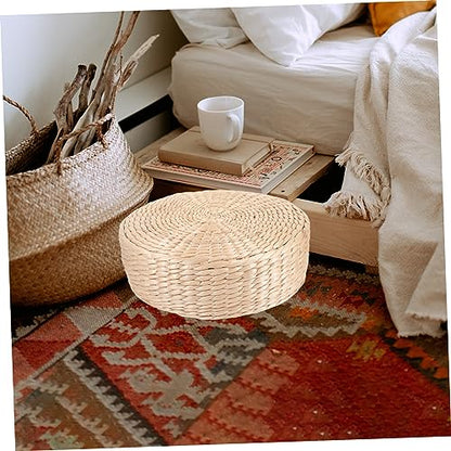 Natural Straw Woven Meditation Cushion Simple Style Floor Mat for Yoga and Relaxation Comfortable Seating Pad for Home and Zen Practices Height