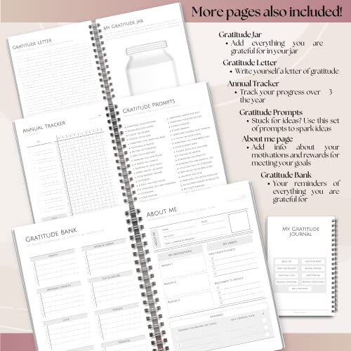 Gratitude & Mindfulness Journal - 90 Day Gratitude Template, Self Care Planner, Positivity Diary, A5 (Mono)