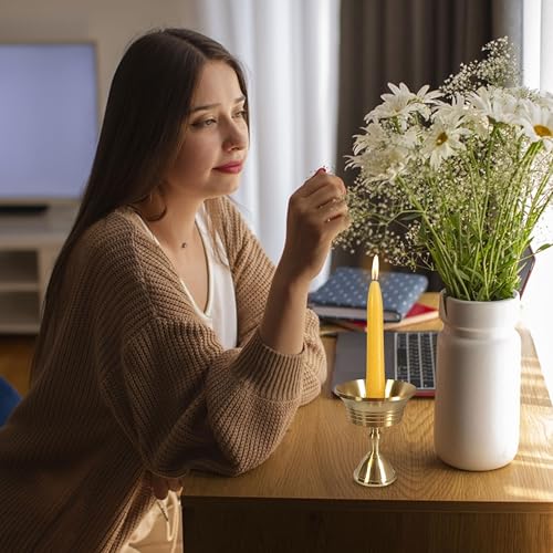 20 Min Beeswax Meditation Candles – 50 Pack, Includes Mini Candle Holder & 12 Wax Dots, Slow Burn, Natural Unscented, Yoga Prayer Mindfulness & Relaxation - color: Beeswax, size: 50 Pack