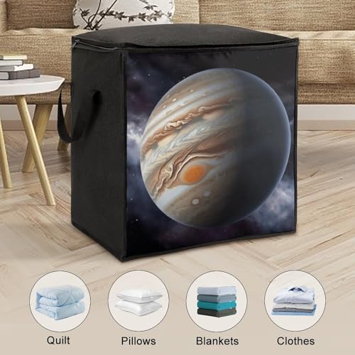 Jupiter Landscape Storage Bag Portable Closet Organizer Storage Bags Quilt Storage Bags with Zippered Breathable Storage Bag with Carry Handles for Blanket Pillow Bedding