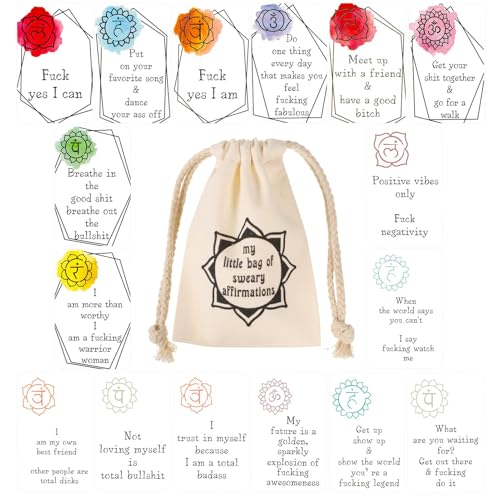 16Pcs Funny Affirmation Card Gift, Sweary Affirmation Cards,My Little Bag of Sweary Affirmation Cards, Self Encouragement Confirmation Card