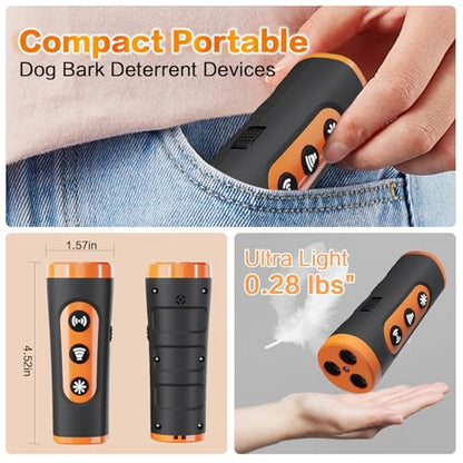 Anti Barking Device for Dogs – Ultrasonic Rechargeable Bark Deterrent with 4 Safe Modes, 50ft Range, Portable and Effective for All Dogs