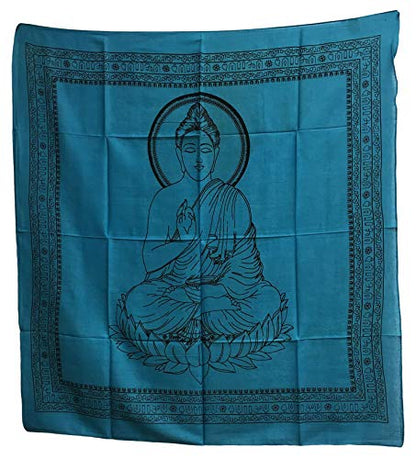 Buddha Indian Cotton Yoga Meditation Prayer Altar Cloth (40" x 40") (Turquoise) - color: Turquoise