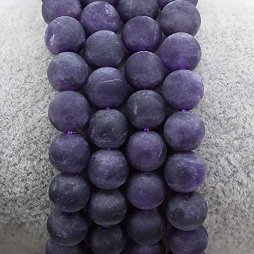 Keleny Gem Semi Precious Gemstones 8mm Natural Stone Round Beads Crystal Stretch Bracelets 7 Inch Unisex - color: 8mm Matt Dark Amethyst