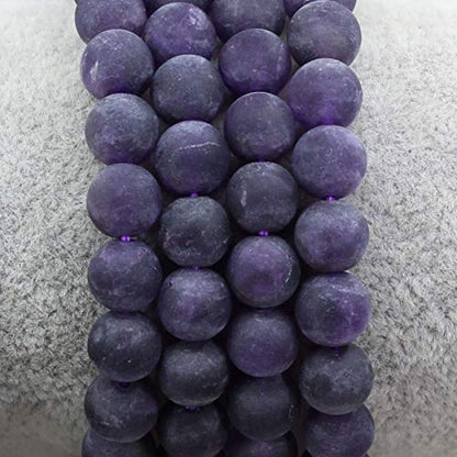 Keleny Gem Semi Precious Gemstones 8mm Natural Stone Round Beads Crystal Stretch Bracelets 7 Inch Unisex - color: 8mm Matt Dark Amethyst