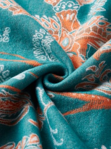 Women's Reversible Pashmina Shawl Wrap for Women Big Scarf Holiday Gifts - color: Teal Green-orange