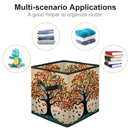 Storage Bags,Clothes Storage Bins Foldable with Handle,1-Pc,Art Painting Tree Fruit Leaves