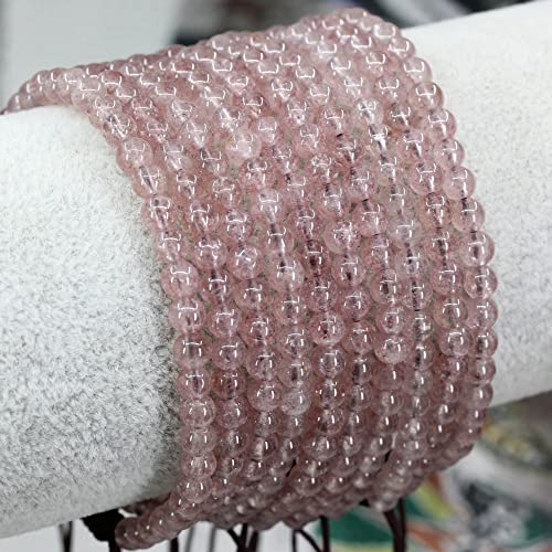 Keleny Natural Gemtones 4mm Round Beads Crystal Adjustable Braided Macrame Tassels Bracelets Unisex - color: Red Strawberry Quartz
