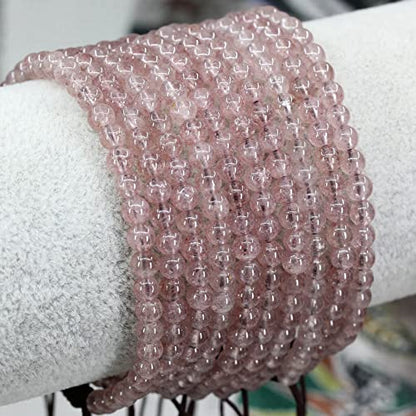 Keleny Natural Gemtones 4mm Round Beads Crystal Adjustable Braided Macrame Tassels Bracelets Unisex - color: Red Strawberry Quartz