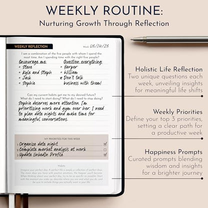Premium Gratitude Journal for Men – 6 Month Guided Daily Prompts, Habit Tracker – Hardcover, 249 Pages, Lay Flat, 100gsm Paper – Mens Mindfulness Gifts, Mental Health, Self Mastery, Gift Boxed - color: Men - Black