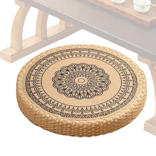 Meditation Cushion - Meditation Floor Pillow | Handwoven Round Floor Cushion Seating | Yoga Pillow for Sitting on Floor | Round Cushion | Stable Soft Seat Pad for Fireplace Yoga Living