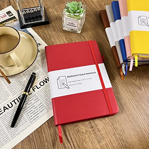 Notebook Journal, College Ruled Notebook Lined A5 160 Pages,Hard Cover Journals for Writing, Notebooks for Work Office School Women Men,5.7 inches x 8.4 inches(Red) - color: Red
