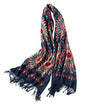 Urban CoCo Women's Embroidered Oversize Tassel Shawl Scarf Wraps for Women - color: Navy Blue