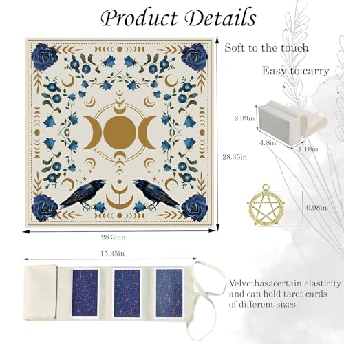 Knana Tarot Altar Cloth - Silk Witchcraft Mat for Reading - Includes Tarot Card Bag (Sun Moon) - color: Sun Moon