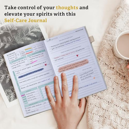 Mental Health Journal for Women and Men - Anxiety & Guided Journal with Mood & Habit Tracker - Take 5 Minuets Everyday - 91 Days Self Care Journal with Prompts, Begie - color: Beige