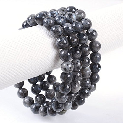 Justinstones 8mm Round Beads Stretch Bracelet 7 Inch Unisex - color: Larvikite