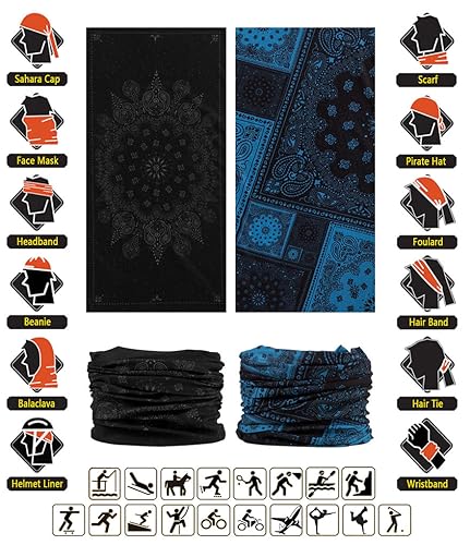 Headband Neck Gaiter Head Wrap Headwear Face Mask Magic Scarf Bandana for Men and Women - color: 9pc.dimgray Series