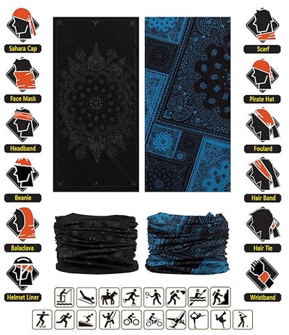 Headband Neck Gaiter Head Wrap Headwear Face Mask Magic Scarf Bandana for Men and Women - color: 9pc.dimgray Series