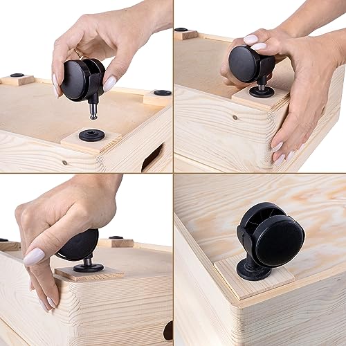 Creative Deco XXL Large Plain Wooden Box Storage with Hinged Lid & Wheels | 15.8x11.8x9.44 inches (+-0.5) | Handles | Unpainted Gift Tool Dog Toy Clothes Kitchen Storage | Rough UNSANDED