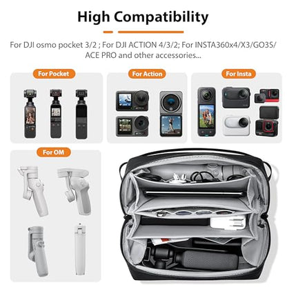 Osmo Pocket 3 Carry Bag for Xtra Muse/Osmo Pocket 3/ Osmo Mobile 7P /SEAccessories, Portable Travel Large Case Waterproof Multilayer All in One Storage Bag for Insta360 Flow Pro 2
