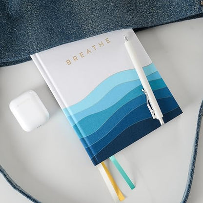 90-Day Guided Mental Health Journal with Daily Prompts for Anxiety, Stress Relief & Self Care – Mindfulness, Healing & Emotional Wellness – Cover Made from Recycled Ocean Plastic - color: Blue, White
