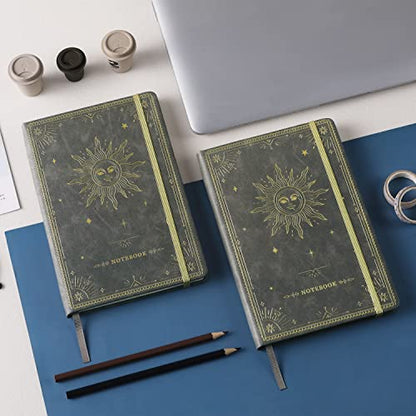 Artfan Ruled Notebook/Journal – Premium Thick Paper Faux Leather Classic Writing Notebook with Pocket + Page Dividers Gifts, Banded, Large, 144 Pages, Hard Cover, Lined (5.8''x 8.4'') - Dark Gray - color: Dark Gray