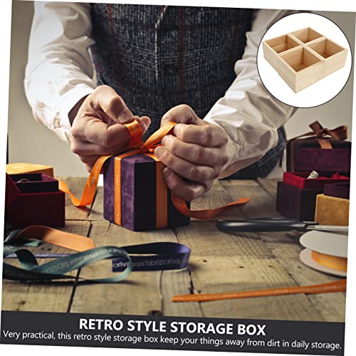 Tofficu 4pcs Diy Jewelry Storage Box Plano Storage Box Organizing Bins Earring Holder Solid Wood - size: 10X10X7CM