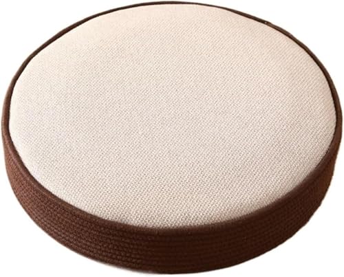 Meditation Floor Cushion, Seat Cushion Straw Futon Cushion Household Circular Breathable Linen Yoga Pillow Cotton Thread Woven 10cm Thick Meditation Pillow(Beige)