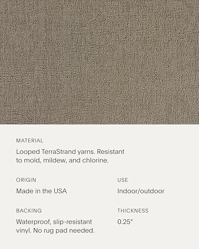 Chilewich Martha by Martha Stewart Heathered Shag Floor Mat in Flax - 3'x5' - Easy Care - Premium Indoor/Outdoor Utility Rug for Entry, Kitchen, Bath, Pool with Weatherproof Backing