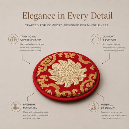 Tibetan Singing Bowl – Handcrafted Bronze Himalayan Bowl with Silk Cushion & Mallet | Made in Nepal (Harmony Cushion (Red), Medium (7 inches) - color: Harmony Cushion (Red), size: Medium (7 inches)
