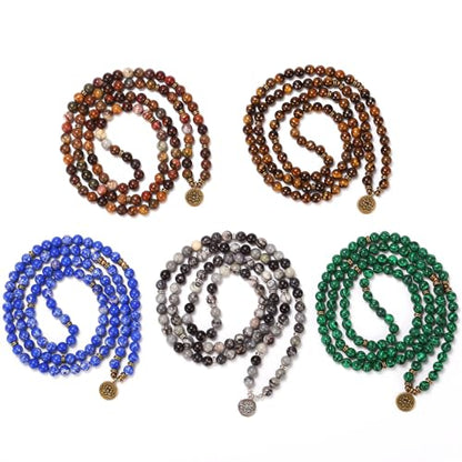 Mala Bead Strand Bracelet, 108 Buddhist Prayer Beads Yoga Meditation Green Malachite Beads Necklace Women man - style: Tiger Eye