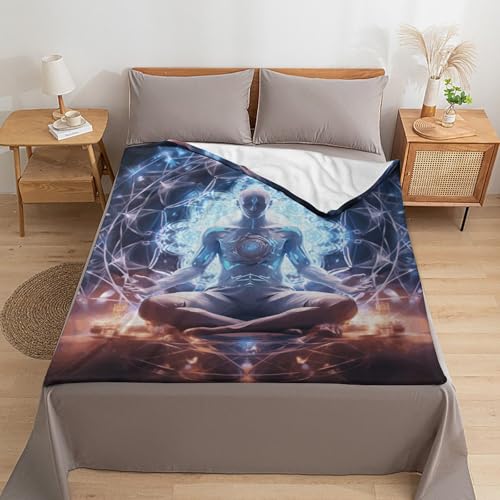 Meditation Energy Throw Blanket Fleece Blanket Fleece Throw Blanket Blanket Throw Large Blanket Bed Blanket Blanket for Bed Flannel Blanket Cute Throw Blanket 60"*80"（150 * 200cm） - size: 60"*80"（150*200cm）