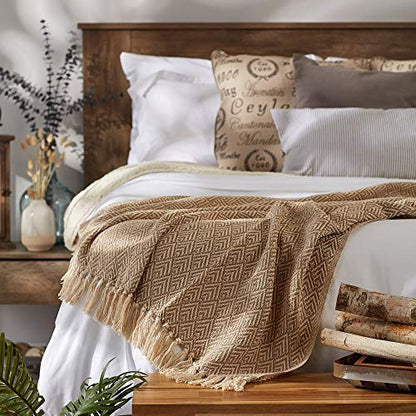 DII Diamond Throw Collection Cotton Woven, 50x60, Stone - color: Stone