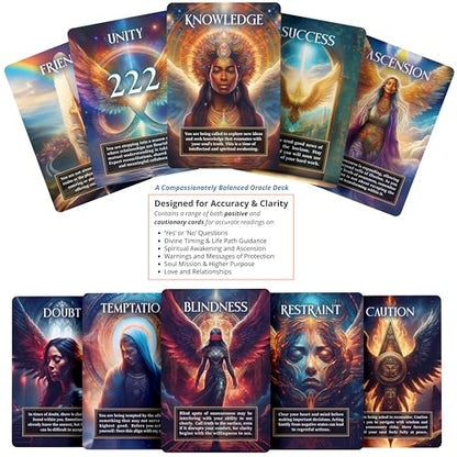 Angel Signs: A Divine Guidance Oracle with Angel Numbers by River Aether - Deck of 66 Inspirational Angelic Tarot Oracle Cards with Keywords and Meanings on Them