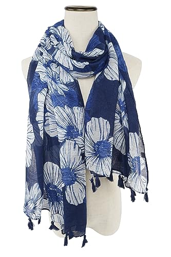YOUR SMILE Large Boho Scarf for Women Lightweight Floral Printed Scarves Fall Winter Fashion Fringed Shawl wraps - color: 33