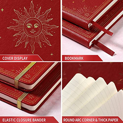 Artfan Ruled Notebook/Journal – Premium Thick Paper Faux Leather Classic Writing Notebook with Pocket + Page Dividers Gifts, Banded, Large, 144 Pages, Hard Cover, Lined (5.8 x 8.4) - Red - color: Red2