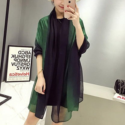 Cotton Silk Scarf Elegant Soft Wraps Color Shade Scarves for Women - color: Dark Green